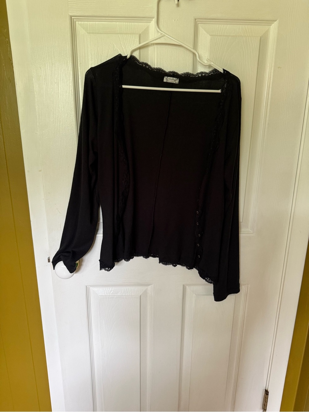 Free People Black Lace-Trim Open Cardigan